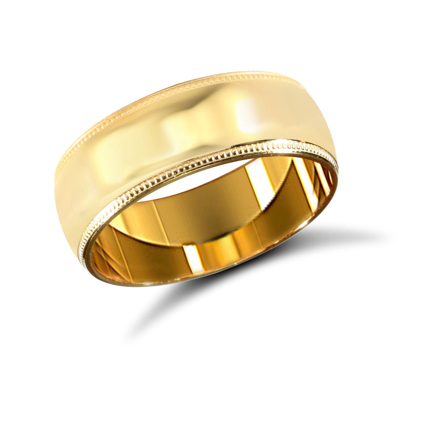 18ct Yellow Gold Standard Weight Court Profile Mill Grain Wedding Ring