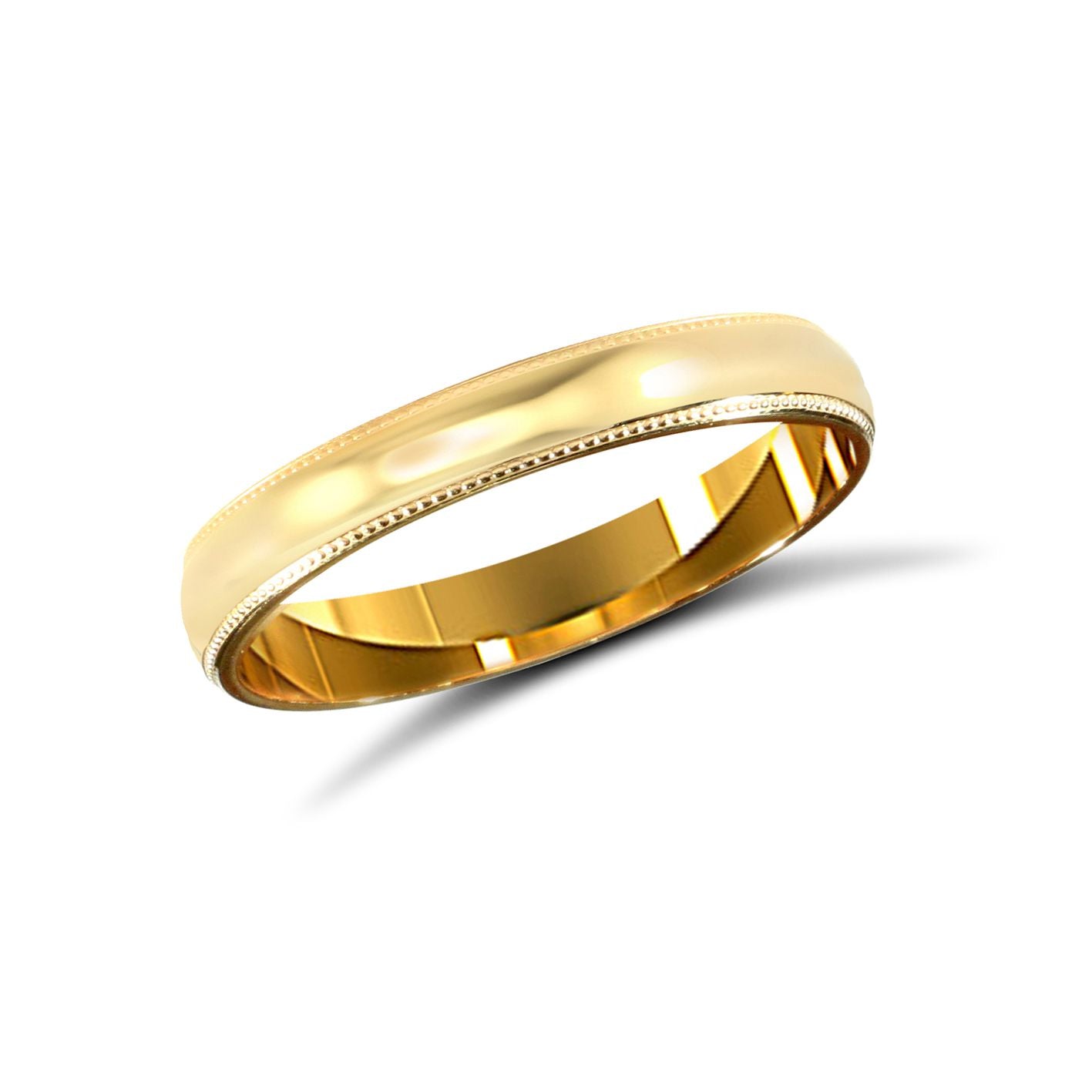 22ct Yellow Gold Standard Weight 3mm Soft Court Profile Mill Grain Wedding Ring