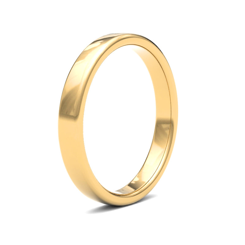 22ct Yellow Gold Standard Weight 3mm Soft Court Profile Mirror Finish Wedding Ring