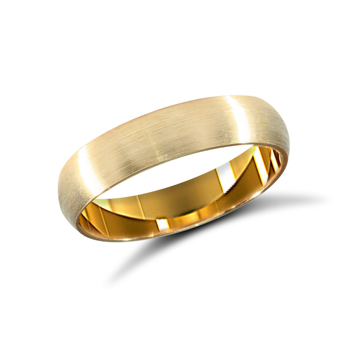 22ct Yellow Gold Standard Weight 4mm Soft Court Profile Satin Wedding Ring