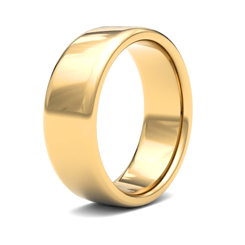 22ct Yellow Gold Standard Weight 7mm Soft Court Profile Mirror Finish Wedding Ring