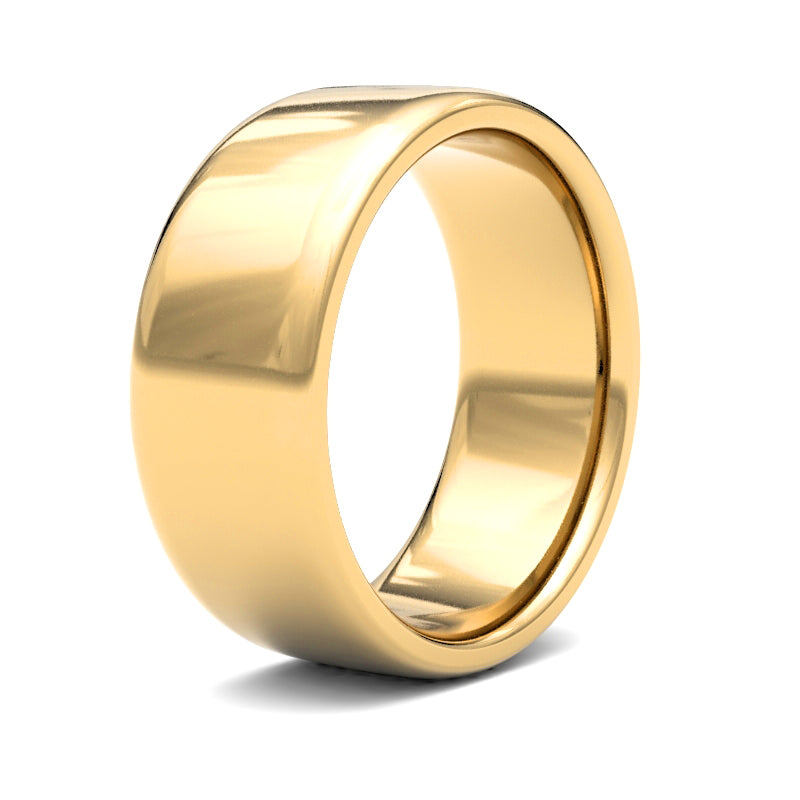 22ct Yellow Gold Standard Weight 8mm Soft Court Profile Mirror Finish Wedding Ring