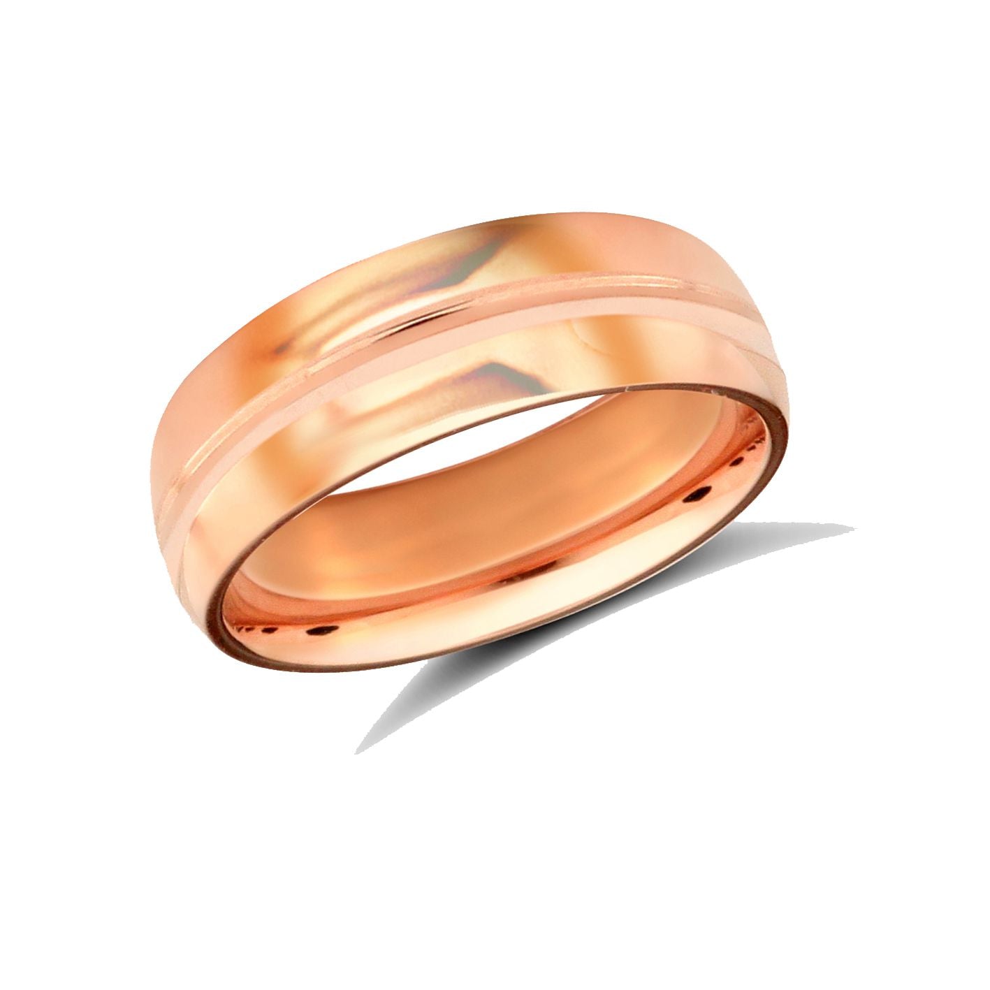 9ct Rose Gold Standard Weight Court Profile Centre Groove Wedding Ring