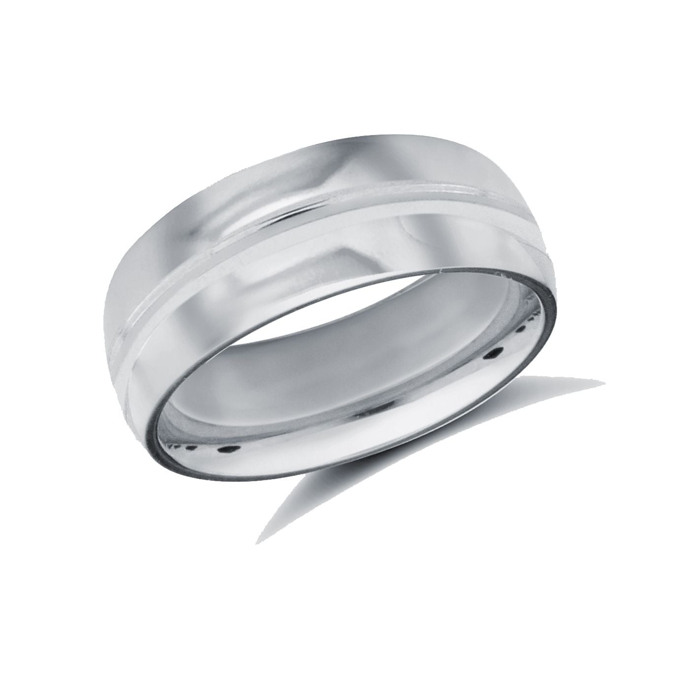 9ct White Gold Standard Weight Court Profile Centre Groove Wedding Ring