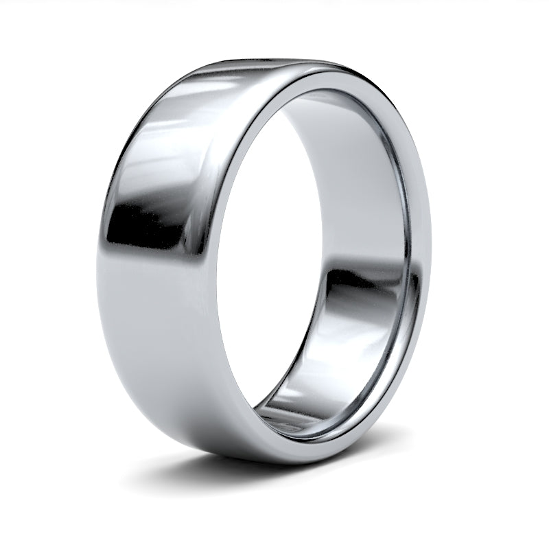 9ct White Gold Standard Weight Court Profile Mirror Finish Wedding Ring