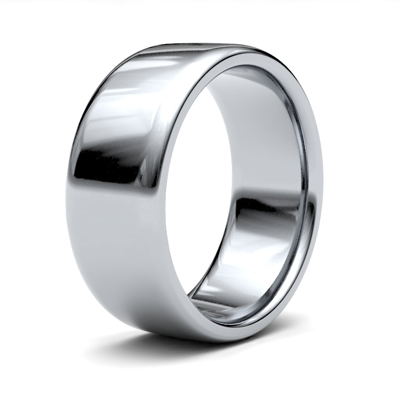 9ct White Gold Standard Weight Court Profile Mirror Finish Wedding Ring