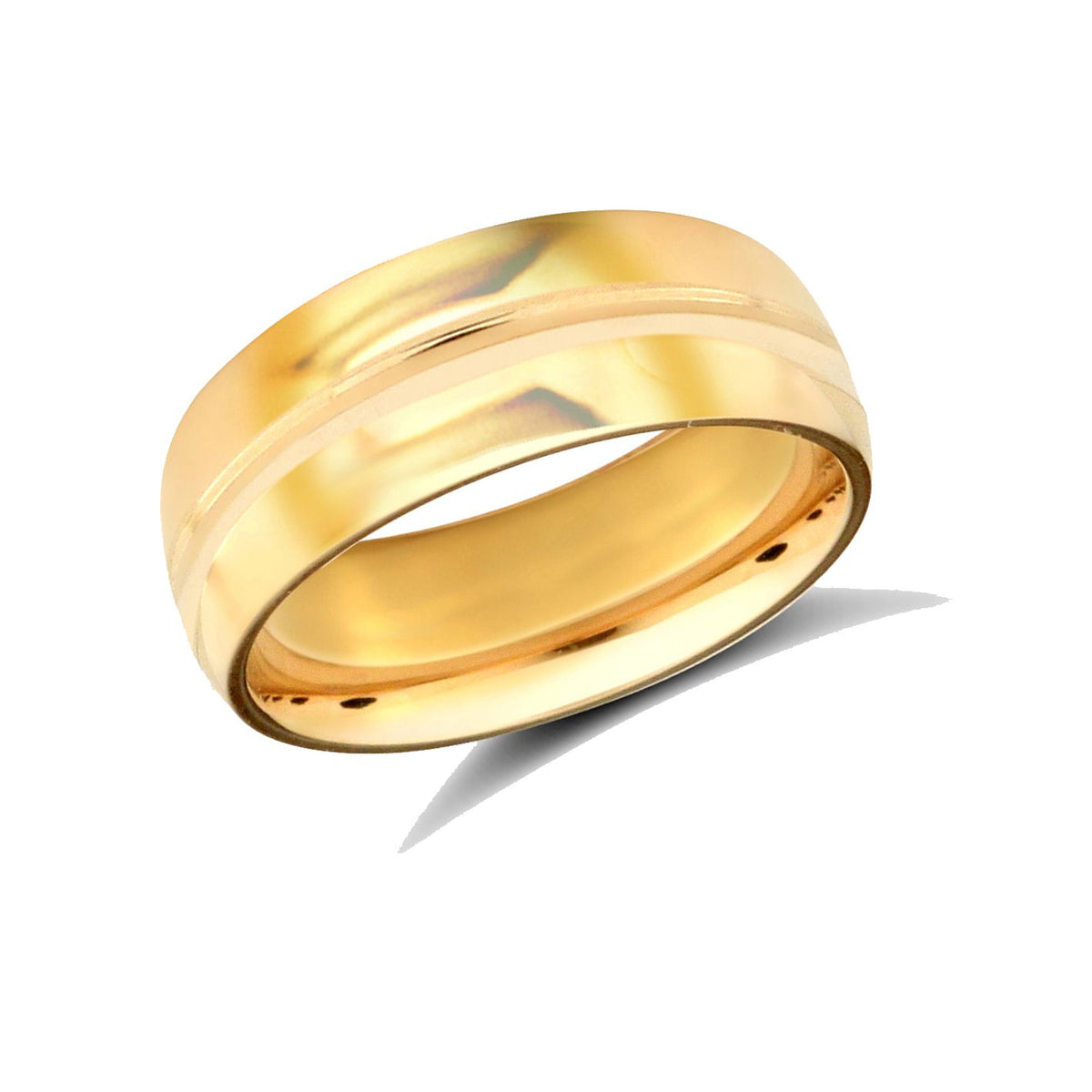 9ct Yellow Gold Standard Weight Court Profile Centre Groove Wedding Ring