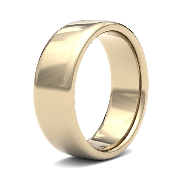 9ct Yellow Gold Standard Weight Court Profile Mirror Finish Wedding Ring