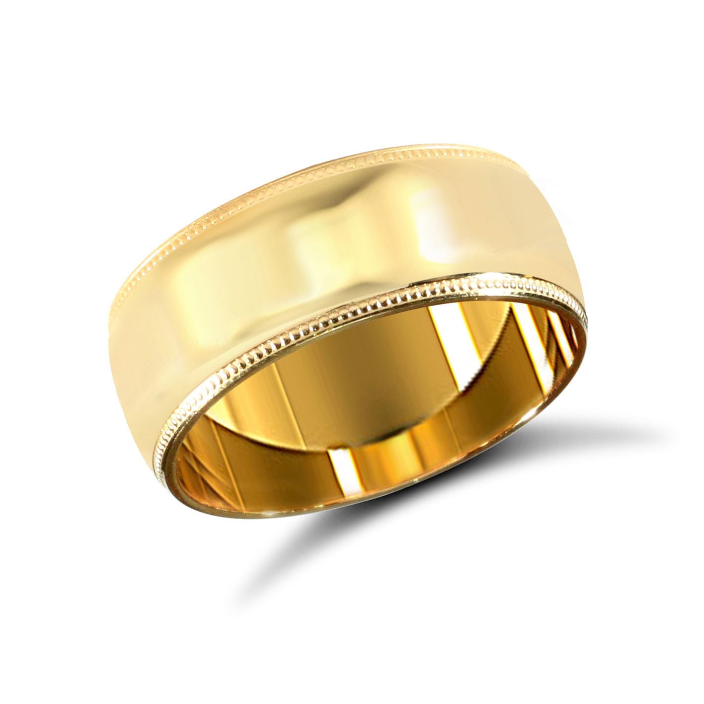 9ct Yellow Gold Standard Weight Court Profile Mill Grain Wedding Ring