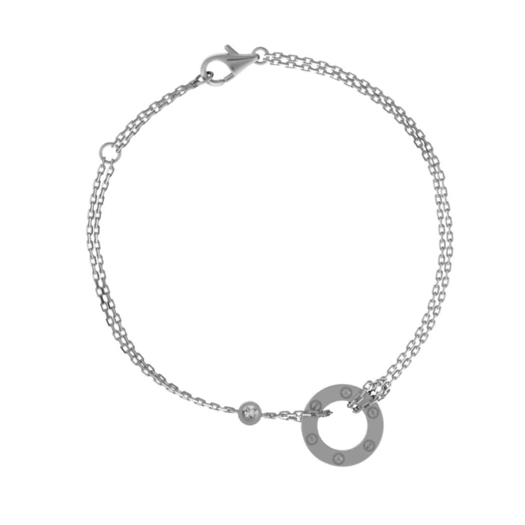 Cartier Love Bracelet Small Rings On Chain 2 Diamonds 18ct Gold