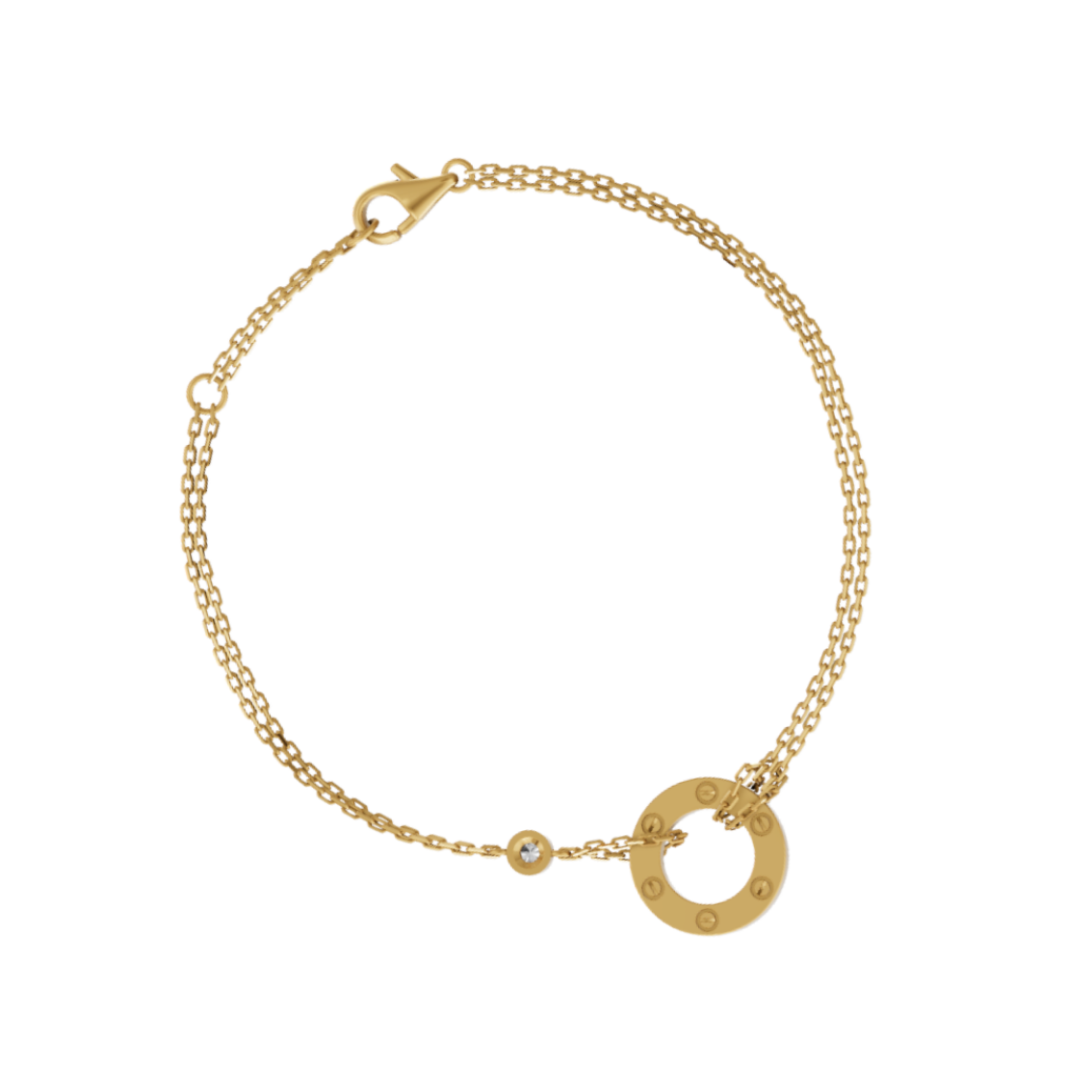 Cartier Love Bracelet Small Rings On Chain 2 Diamonds 18ct Gold