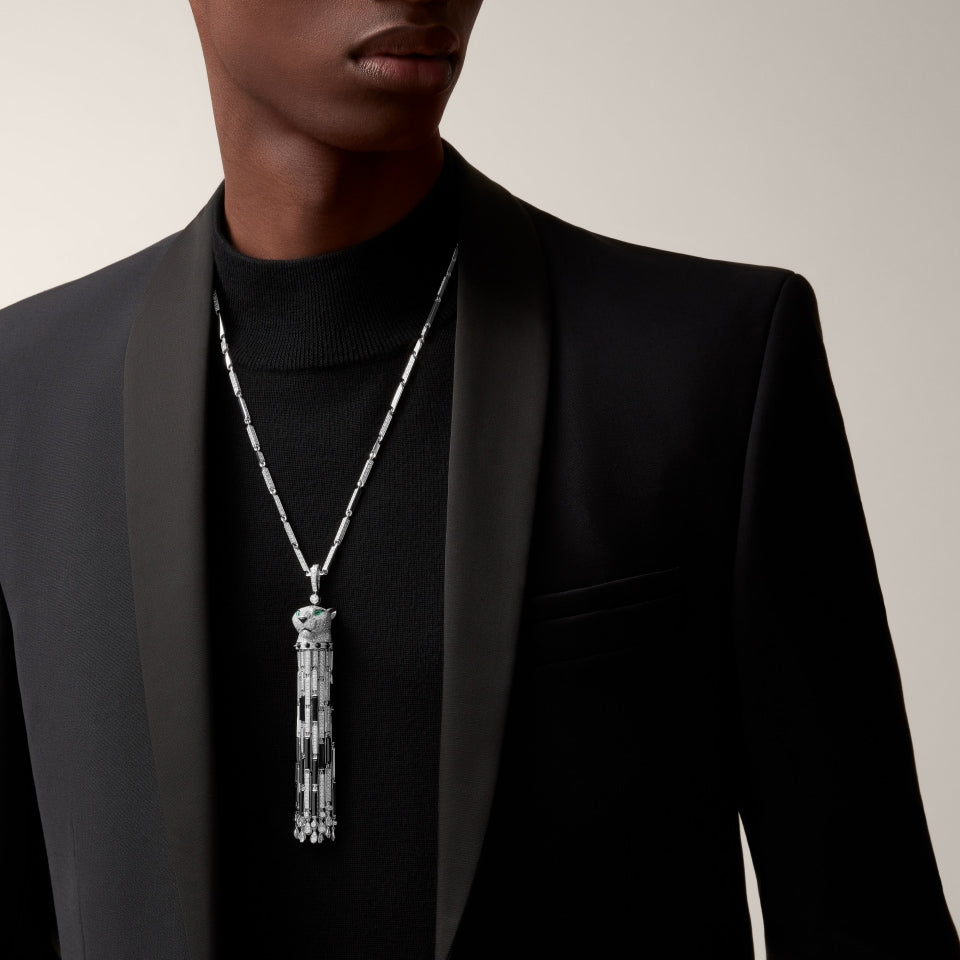 Cartier Panthère de Cartier Long Necklace White Gold Onyx Emerald Diamonds