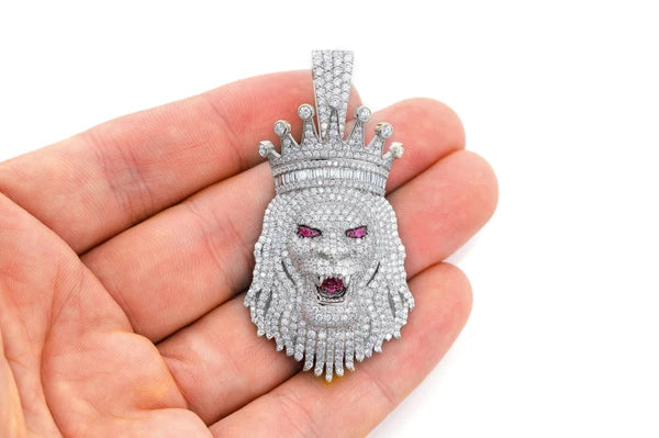 Erkals Jewellers King Crown Lion Pendant 18K Gold Diamond 7.00ctw