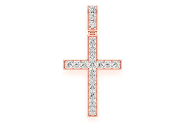 Colgante de diamantes de 0,75 quilates con cruz milagrosa en oro macizo de 14 quilates