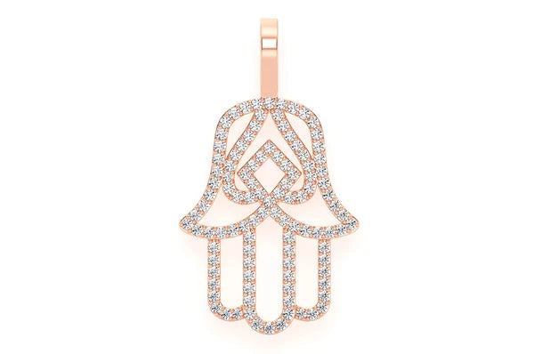 1.00ct Diamond Hasma Silhouette Pendant 18K Solid Gold
