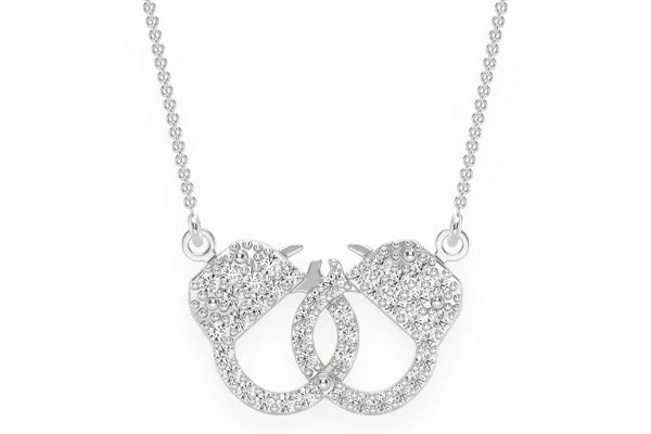 Erkals Jewellers Infinity Handcuffs Pendant Necklace 18K Gold 0.15ctw