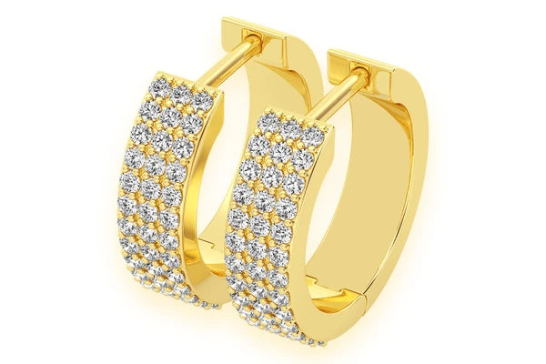 Erkals Jewellers Medium Three Row Huggie Hoop Earrings 18K Gold 0.66ctw