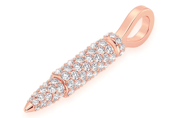 0.65ct Diamond Bullet Pendant 18K Solid Gold