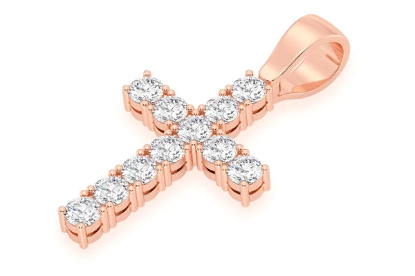 Erkals Jewellers One Row Basket Cross Pendant 18K Gold Diamond 3.75ctw