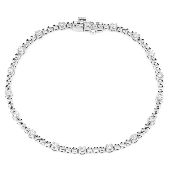 Erkals Jewellers 3pt Crown Set Beaded Diamond Link Bracelet 18K Gold 0.60ctw