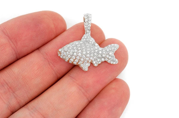 1.20ct Diamond Fish Pendant 18K Solid Gold