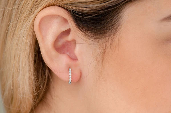 Erkals Jewellers Bezel Set Huggie Hoop Earrings 18K Gold 0.10ctw