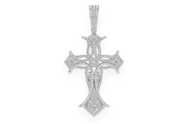 3.00ct Diamond Filigree Bezel Cross Pendant 18K Solid Gold