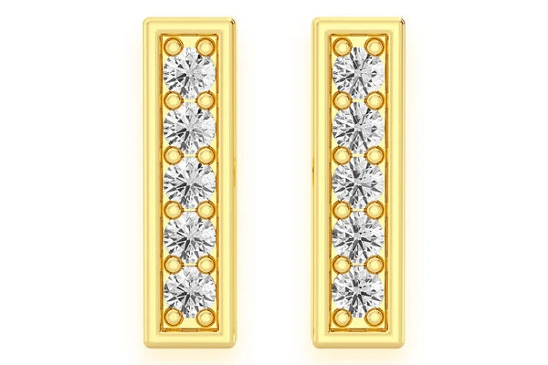 Erkals Jewellers Mini Bar Stud Earrings 18K Gold 0.10ctw