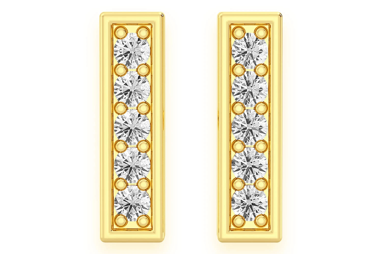 Erkals Jewellers Mini Bar Stud Earrings 18K Gold 0.10ctw