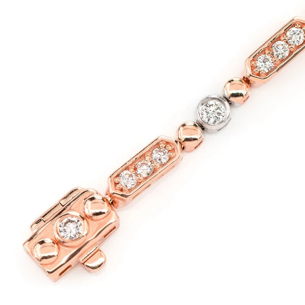 Erkals Jewellers Alternating Bezel Bar Link Bracelet 18K Gold 0.85ctw
