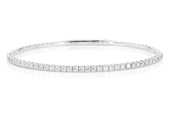 Erkals Jewellers 4pt Prong Set Diamond Tennis Bracelet Flex Bangle 18K Gold 1.50ctw