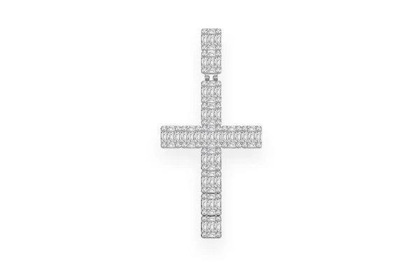 Erkals Jewellers Royal Baguette Cross Pendant 18K Gold Diamond 1.25ctw