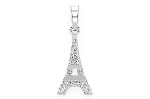 0.33ct Diamond French Eiffel Tower Pendant 18K Solid Gold