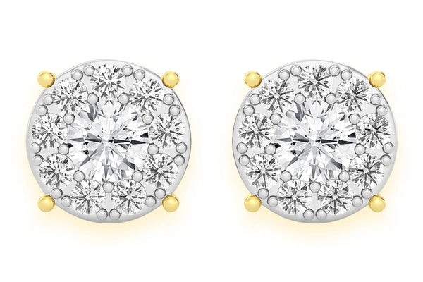 Erkals Jewellers Mosaic Stud Earrings 18K Gold 1.00ctw