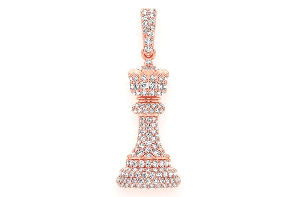 Pendentif en diamant Queen Chess Piece 0,75 ct en or massif 14 carats