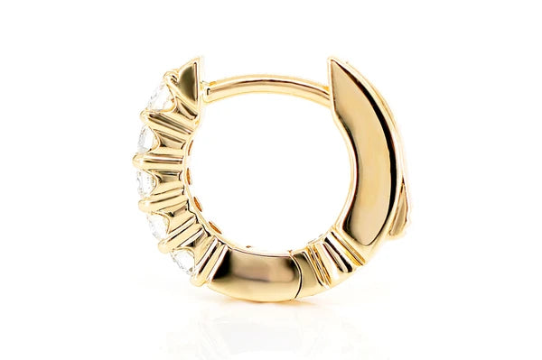 Erkals Jewellers Scallop Hoop Diamond Earrings 18K Gold 0.30ctw