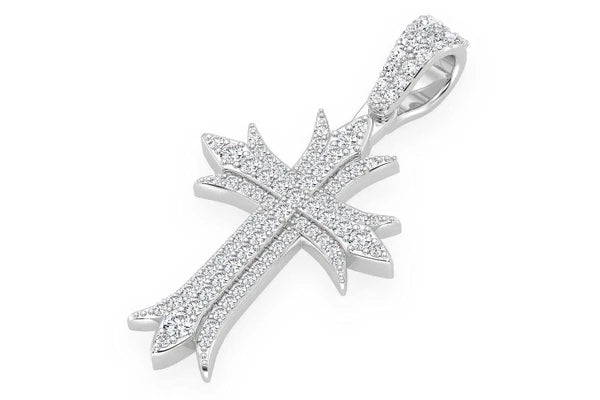 Erkals Jewellers Deco Three Row Cross Pendant 18K Gold Diamond 0.65ctw