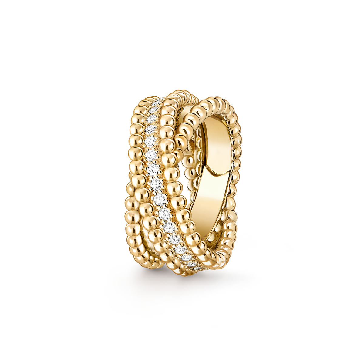 Van Cleef & Arpels Perlée Diamonds Duo Ring 18K Yellow Gold