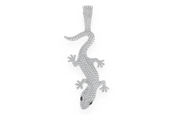 Pendentif diamant lézard 4,20 ct en or massif 14 carats
