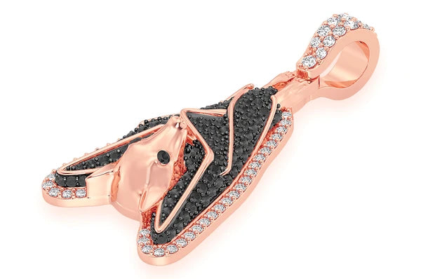 1.00ct Diamond Hanging Bat Black & White Pendant 18K Solid Gold