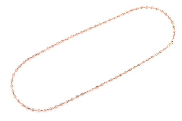 2.25ct Diamond Eternity Round Bezel Set Necklace 18K Solid Gold