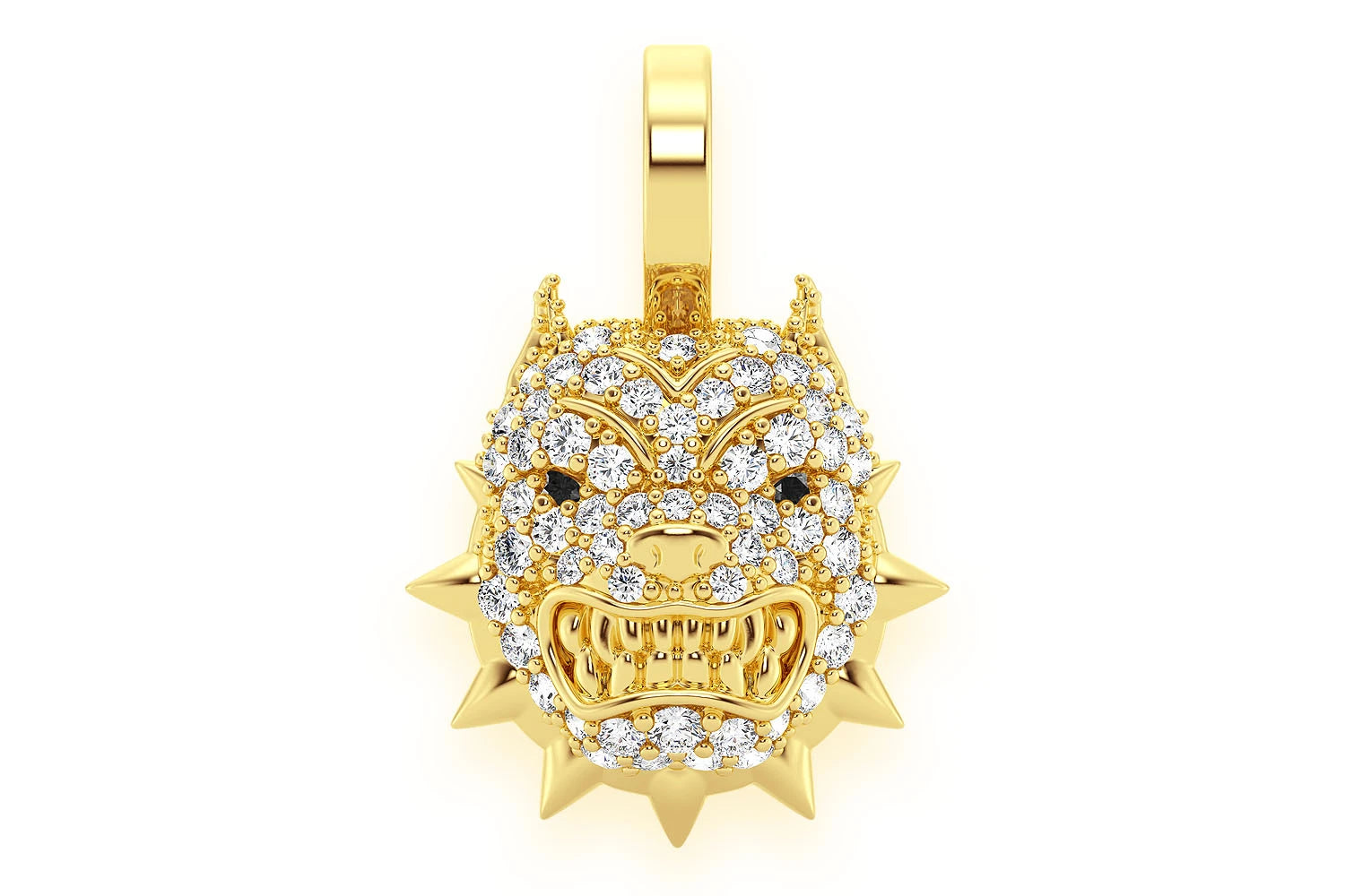 Erkals Jewellers Pitbull Spike Collar Pendant 18K Gold Diamond 0.25ctw