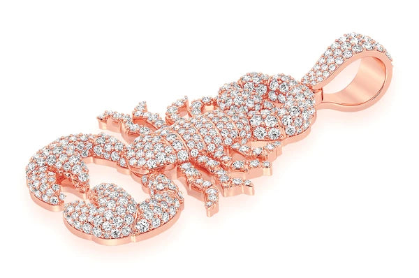 3.40ct Diamond Scorpion Pendant 18K Solid Gold