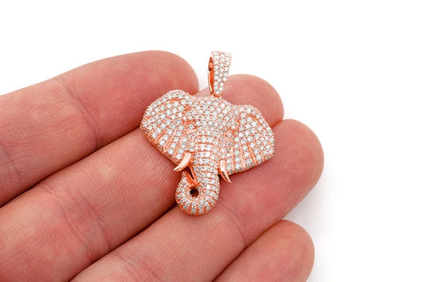 2.33ct Diamond Elephant Pendant 18K Solid Gold