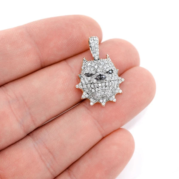Erkals Jewellers Pitbull Spiked Collar Pendant 18K Gold Diamond 1.25ctw