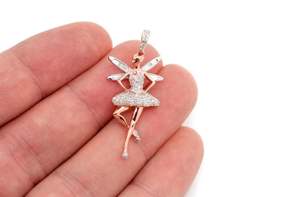 Pendentif diamant Ailes de ballerine 0,65 ct en or massif 14 carats