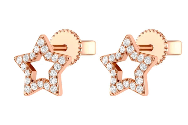Erkals Jewellers Open 5 Point Star Stud Earrings 18K Gold 0.20ctw
