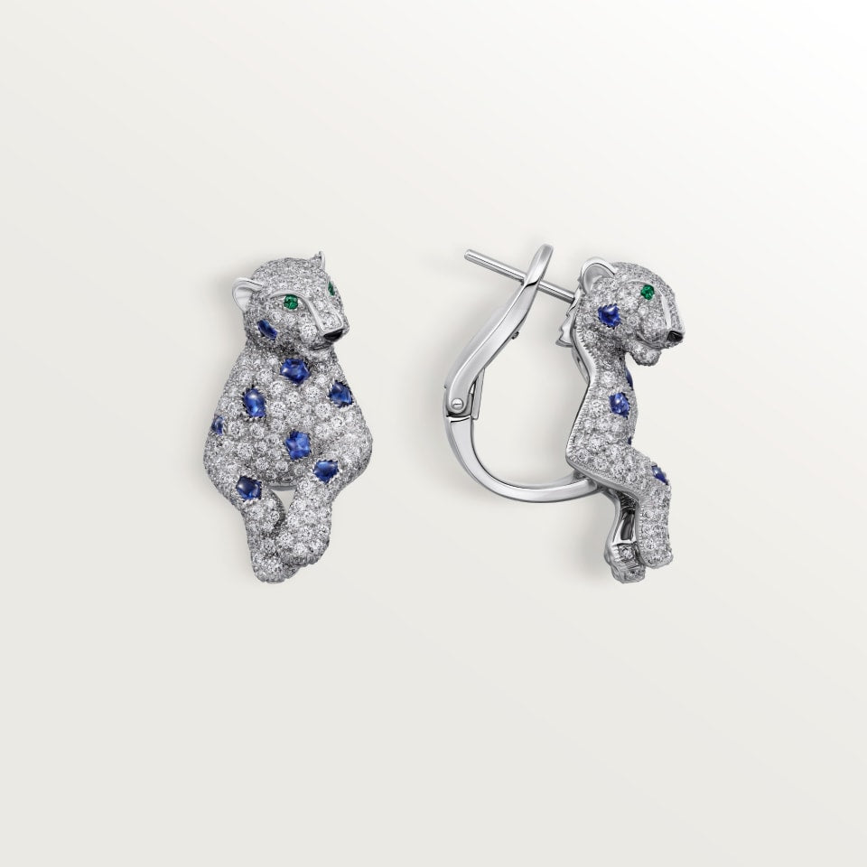 Cartier Panthère De Cartier Earrings Sapphire Paved