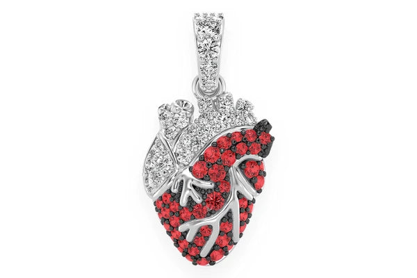 Erkals Jewellers Human Heart Pendant 18K Gold Ruby Diamond 3.50ctw