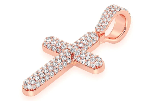 Pendentif diamant Croix pétillante 1,10 ct en or massif 14 carats